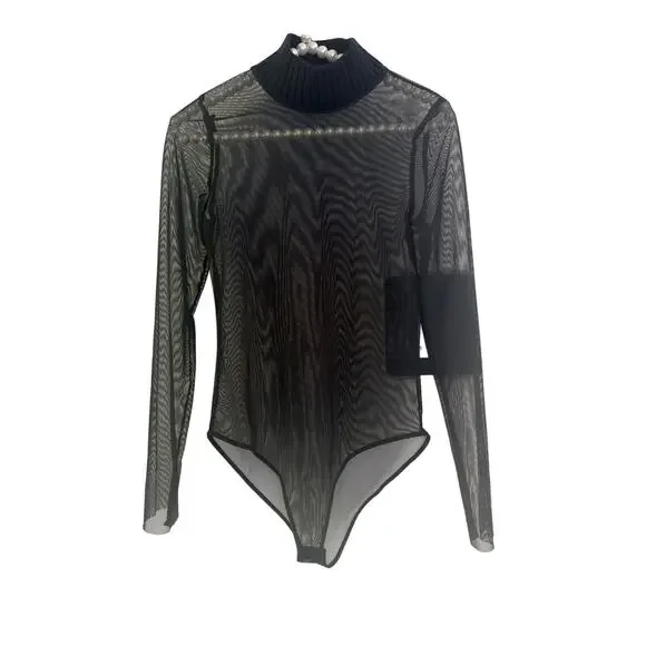 Zara black mesh bodysuit Size S - Picture 3 of 8